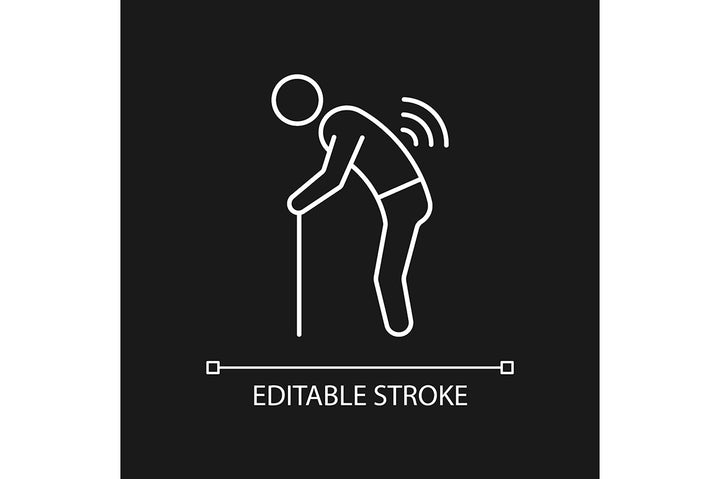Joints pain linear icons set for dark and light mode