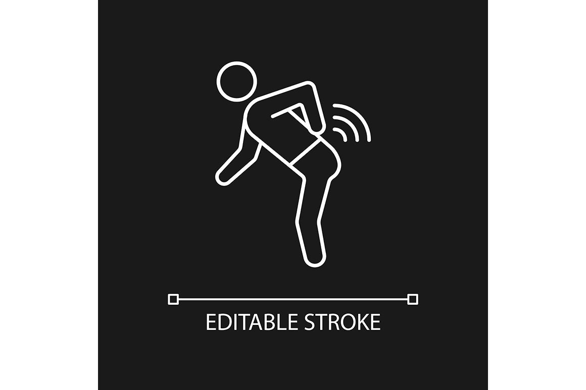 Joints pain linear icons set for dark and light mode