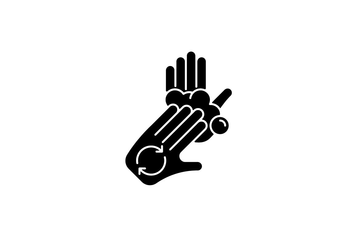 Keeping hands clean black glyph icons set on white space