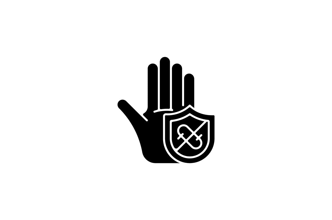 Keeping hands clean black glyph icons set on white space