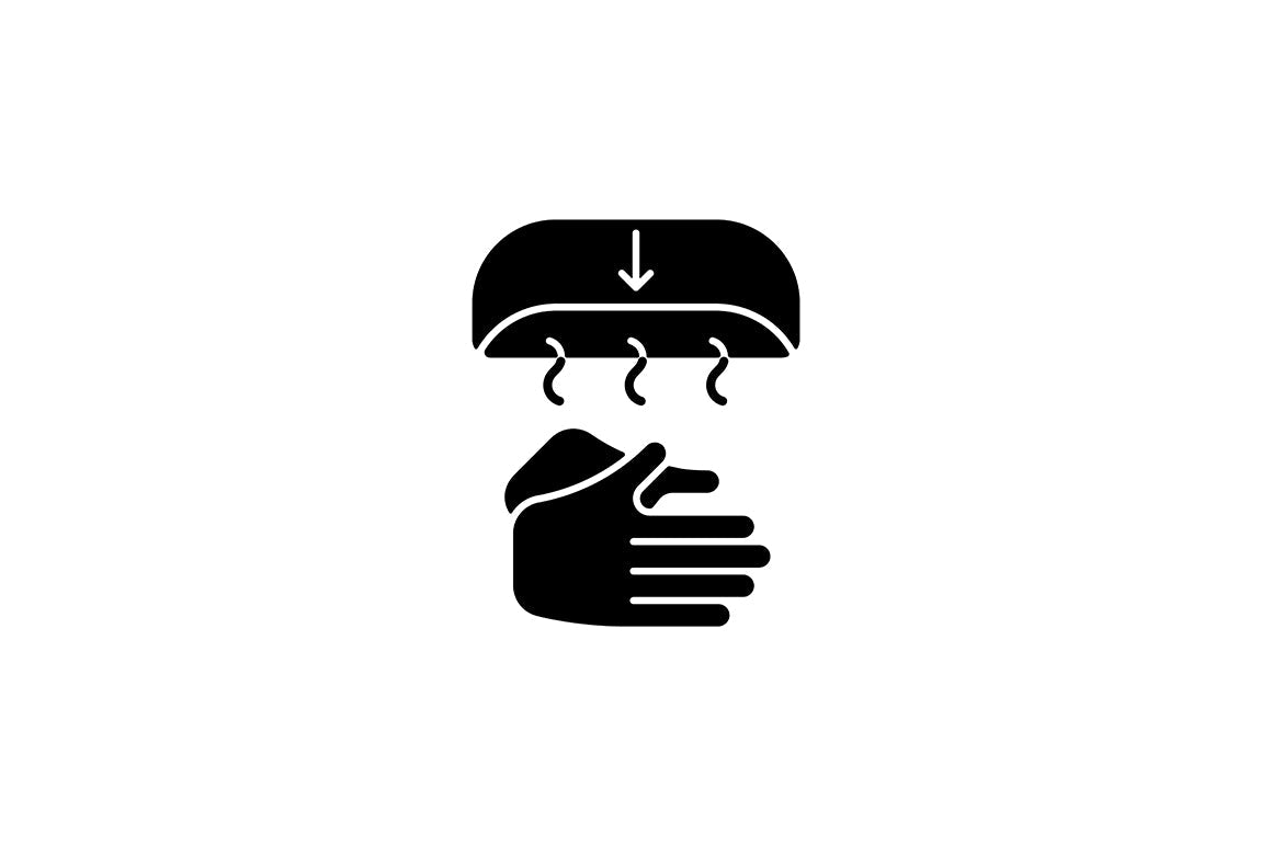 Keeping hands clean black glyph icons set on white space