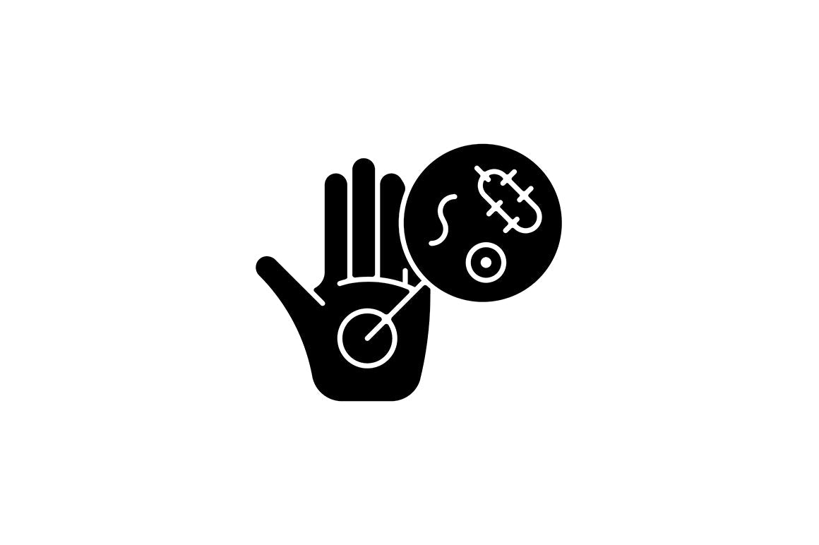 Keeping hands clean black glyph icons set on white space