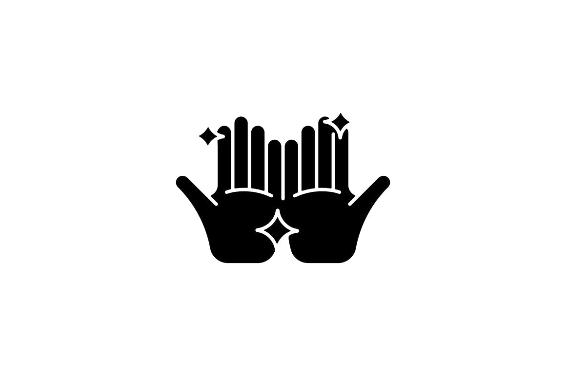 Keeping hands clean black glyph icons set on white space