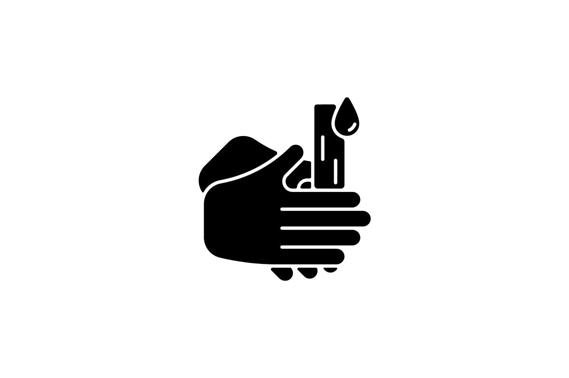 Keeping hands clean black glyph icons set on white space
