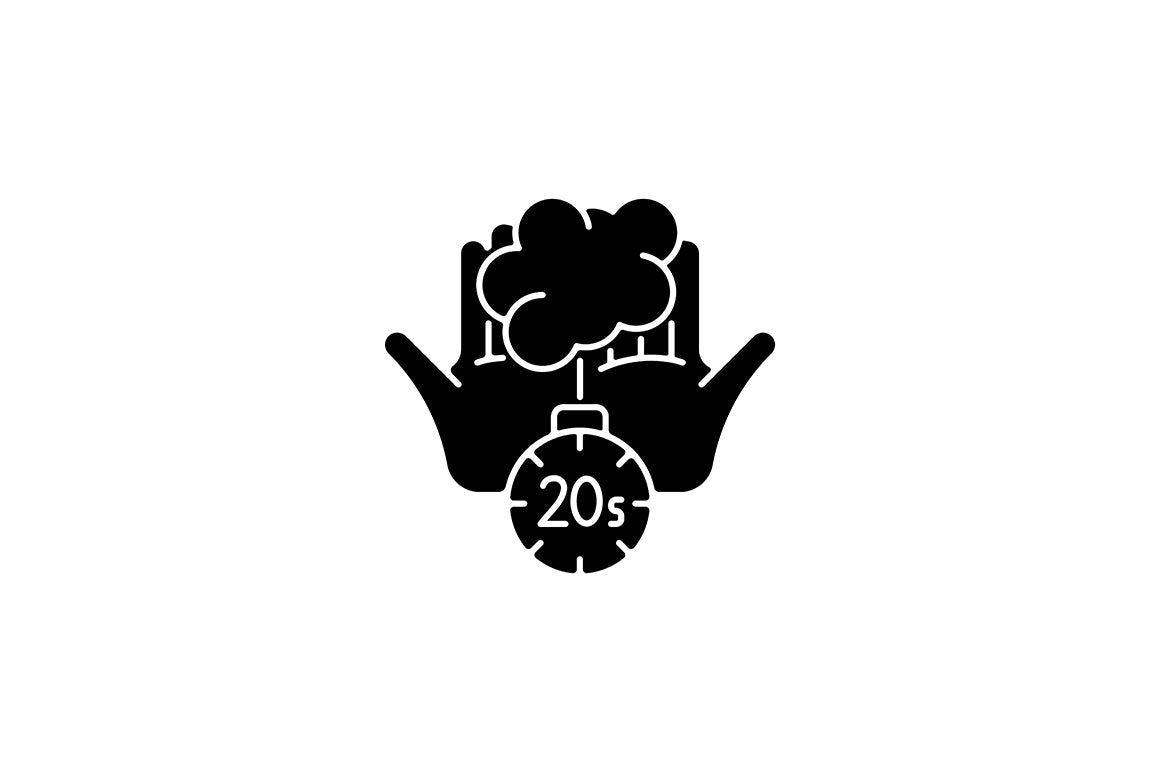 Keeping hands clean black glyph icons set on white space