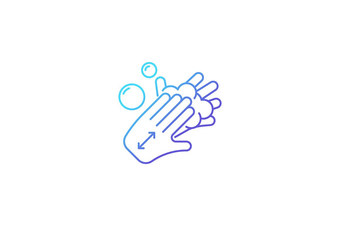 Keeping hands clean gradient icons set for dark and light mode