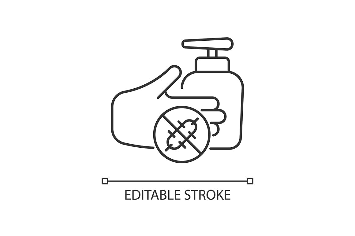Keeping hands clean linear icons set for dark and light mode