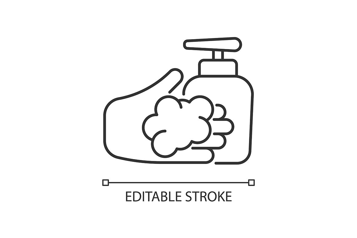 Keeping hands clean linear icons set for dark and light mode