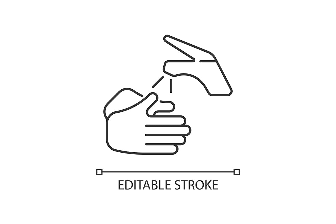 Keeping hands clean linear icons set for dark and light mode