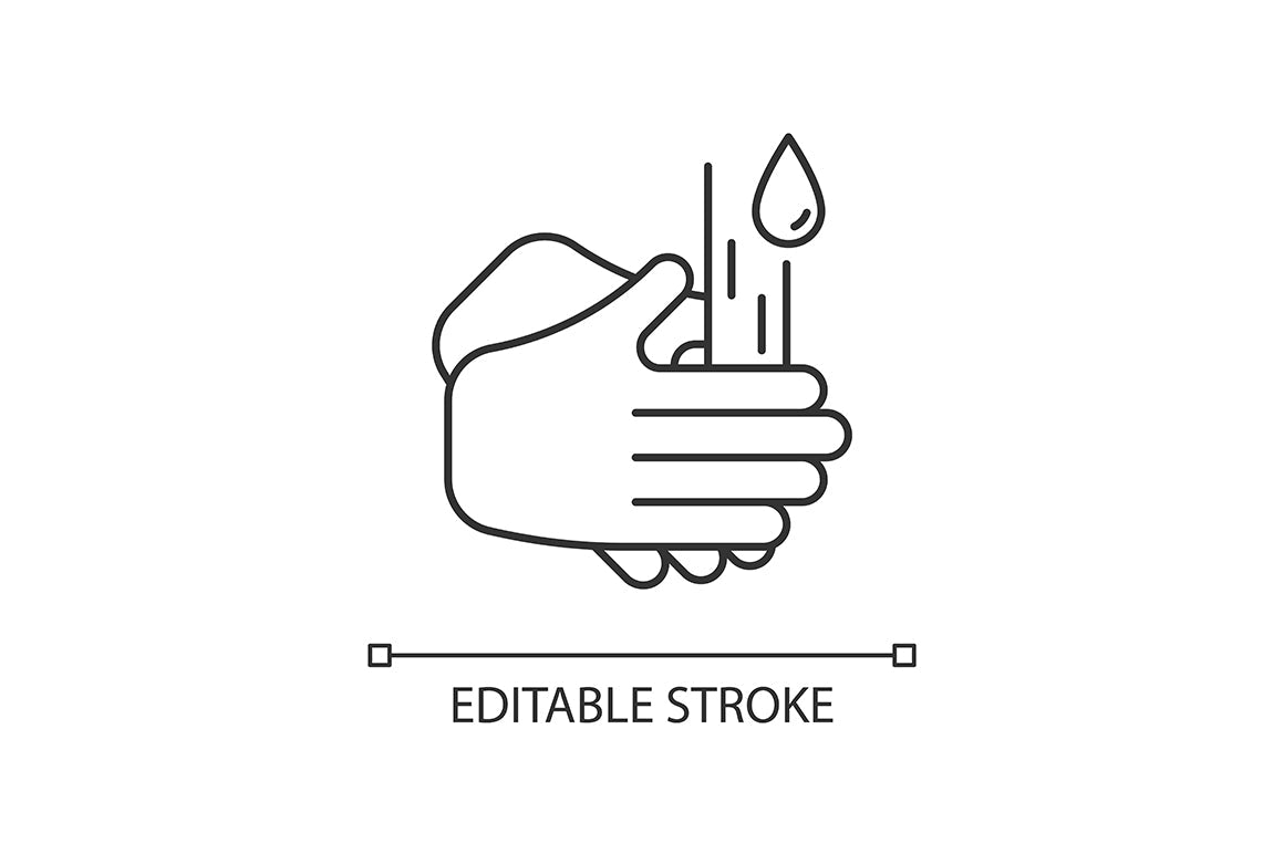 Keeping hands clean linear icons set for dark and light mode