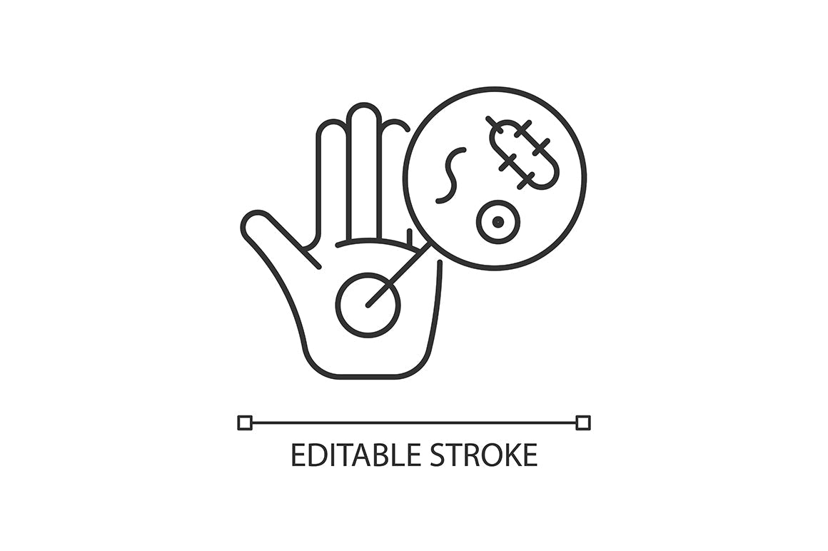 Keeping hands clean linear icons set for dark and light mode