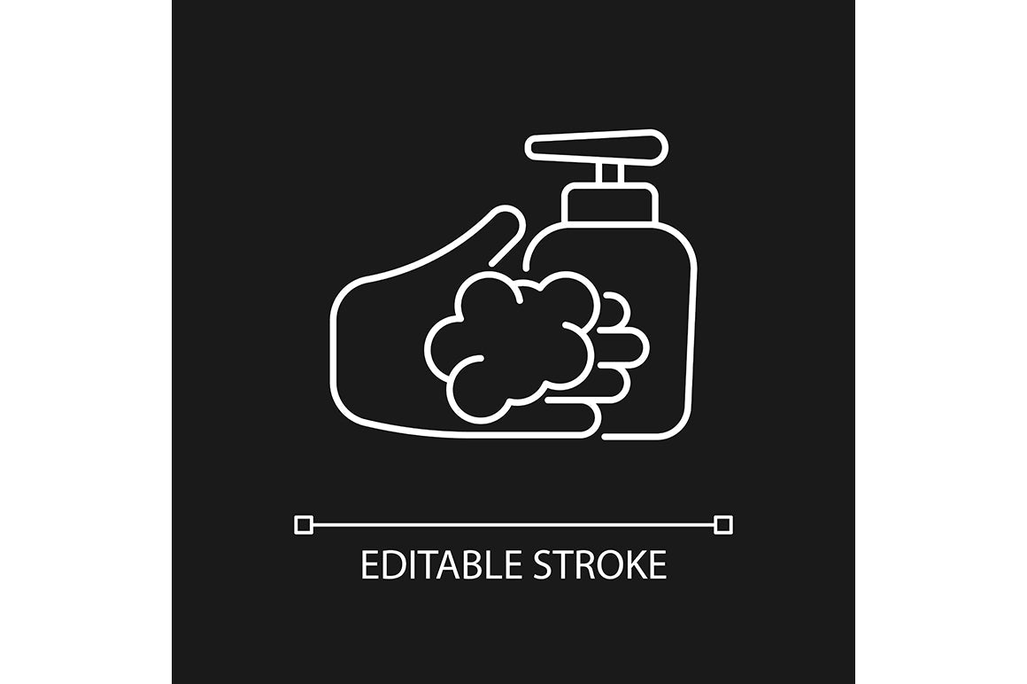 Keeping hands clean linear icons set for dark and light mode