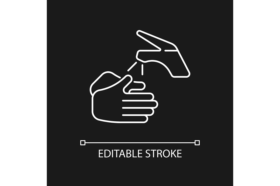 Keeping hands clean linear icons set for dark and light mode