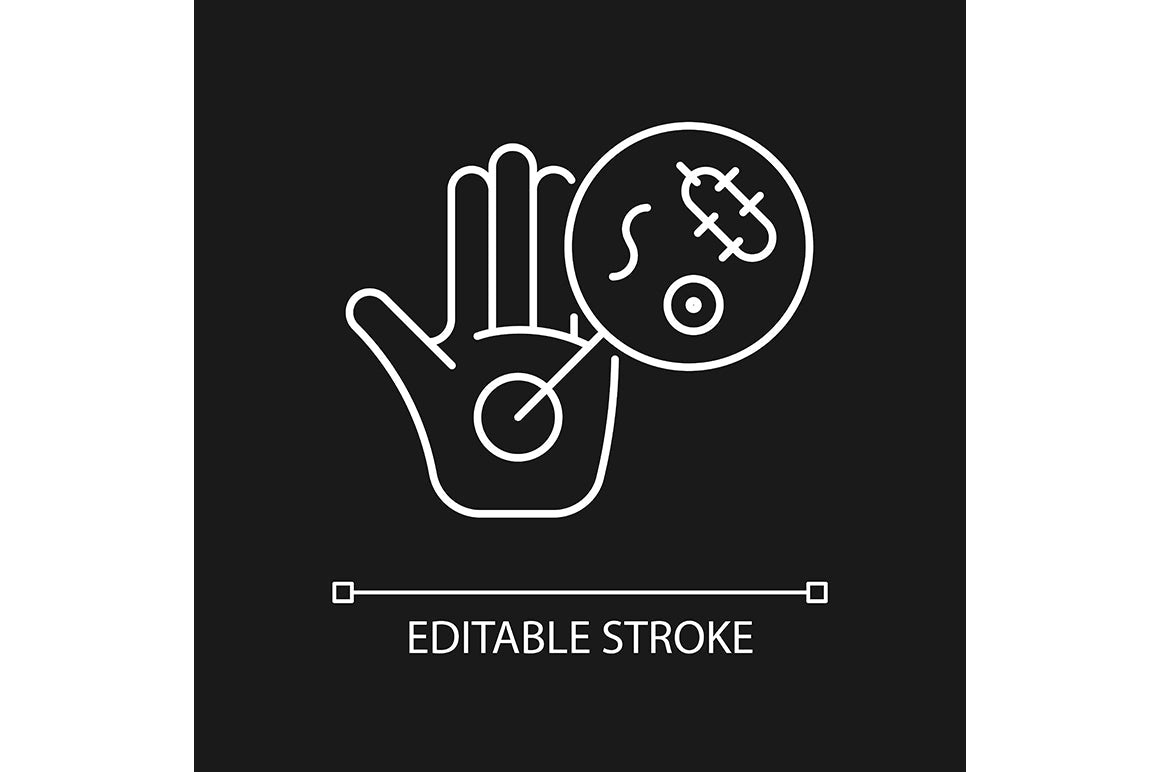 Keeping hands clean linear icons set for dark and light mode