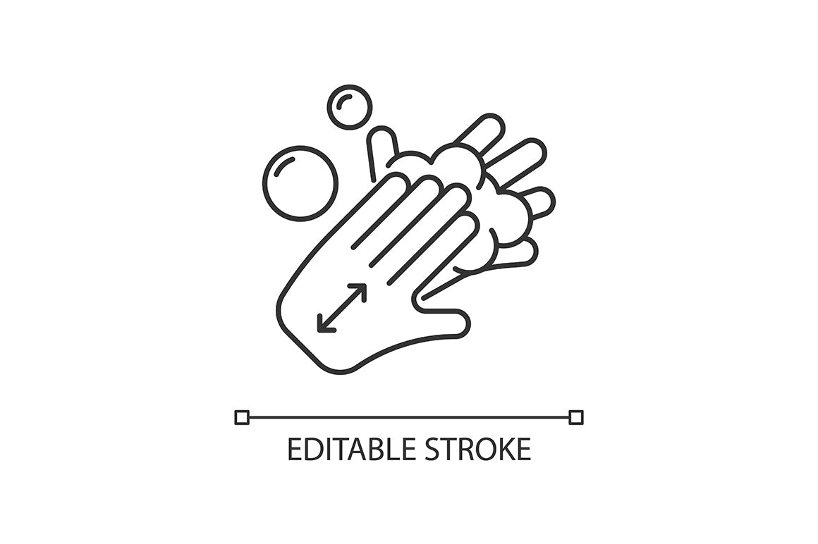 Keeping hands clean linear icons set for dark and light mode