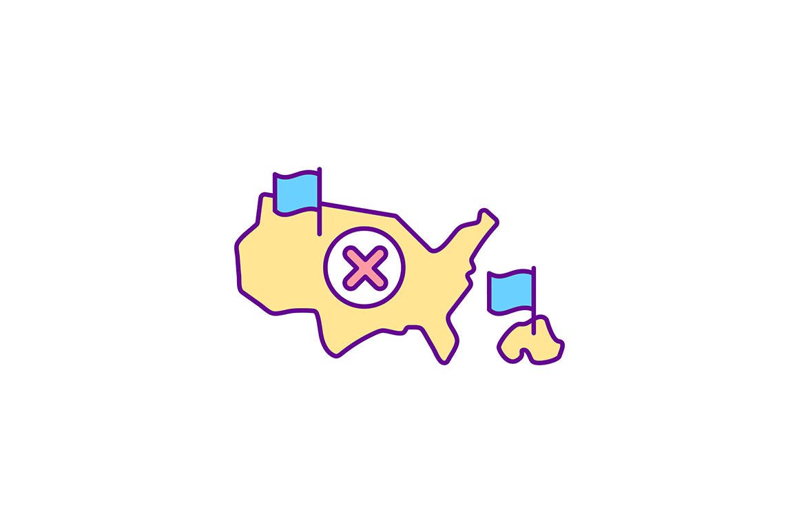 Legislation for illegal cases RGB color icons set