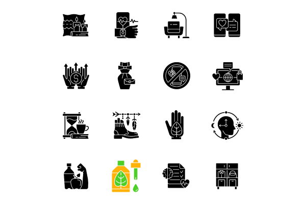 Lifestyle trends black glyph icons set on white space