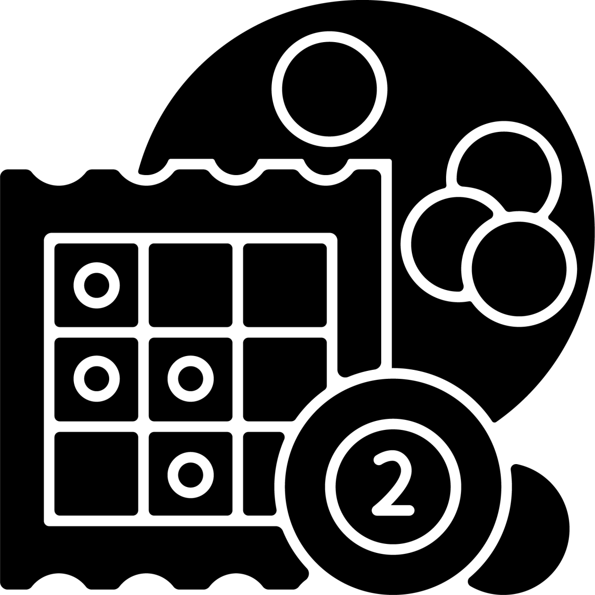 Lottery types black glyph icons set on white space