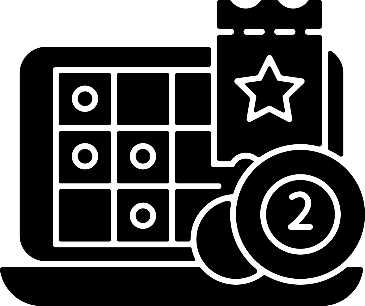 Lottery types black glyph icons set on white space
