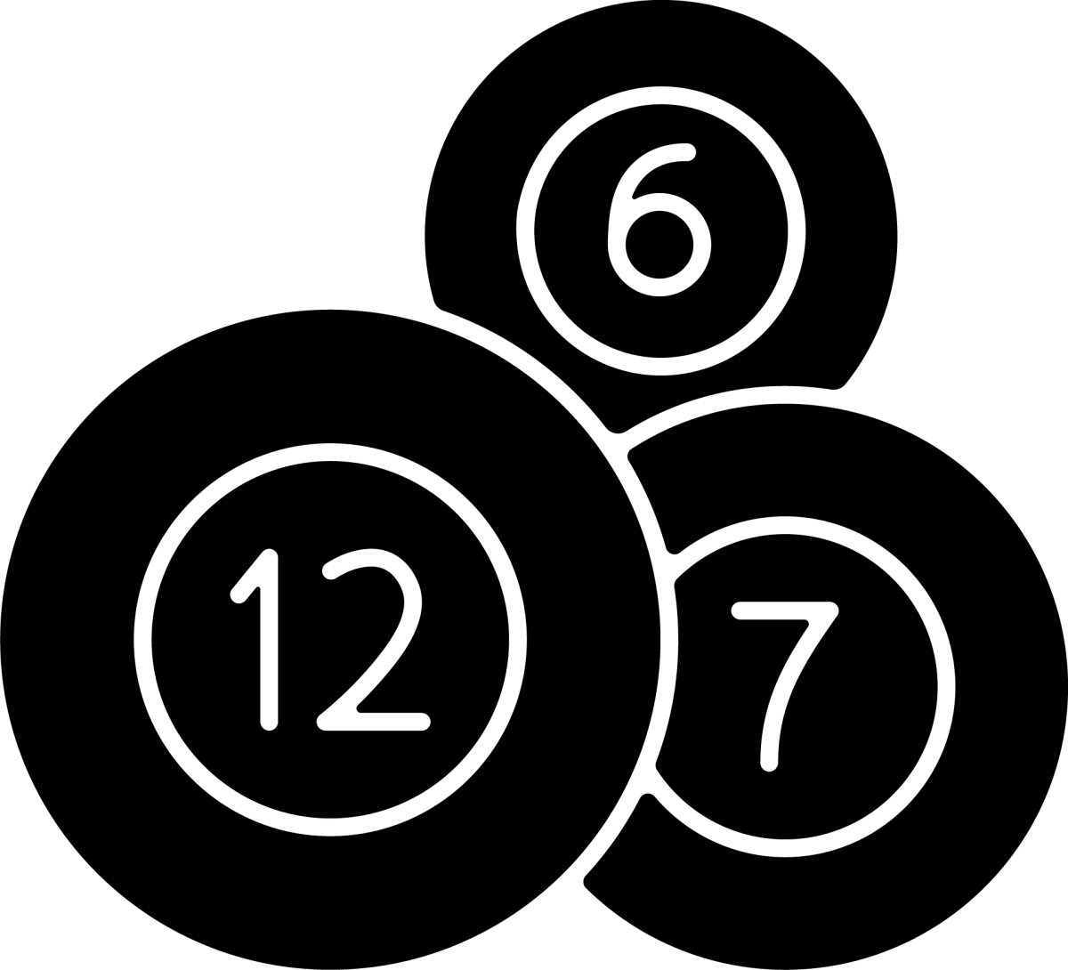 Lottery types black glyph icons set on white space