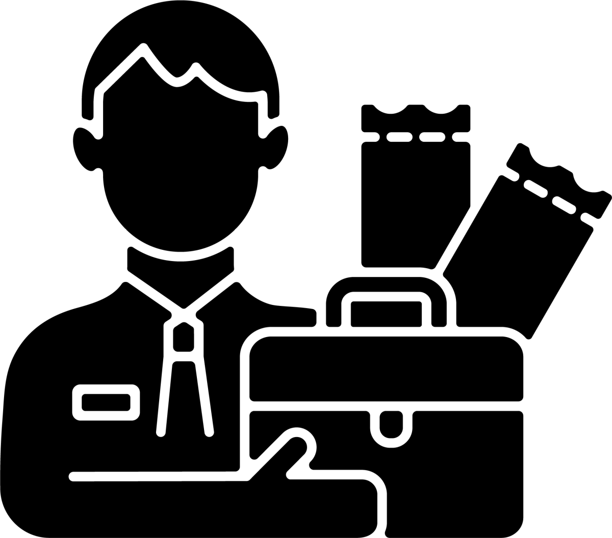 Lottery types black glyph icons set on white space
