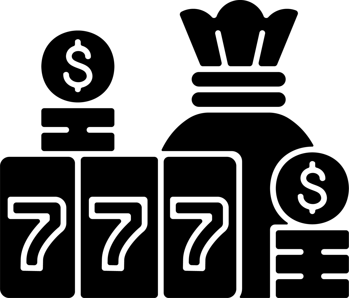 Lottery types black glyph icons set on white space