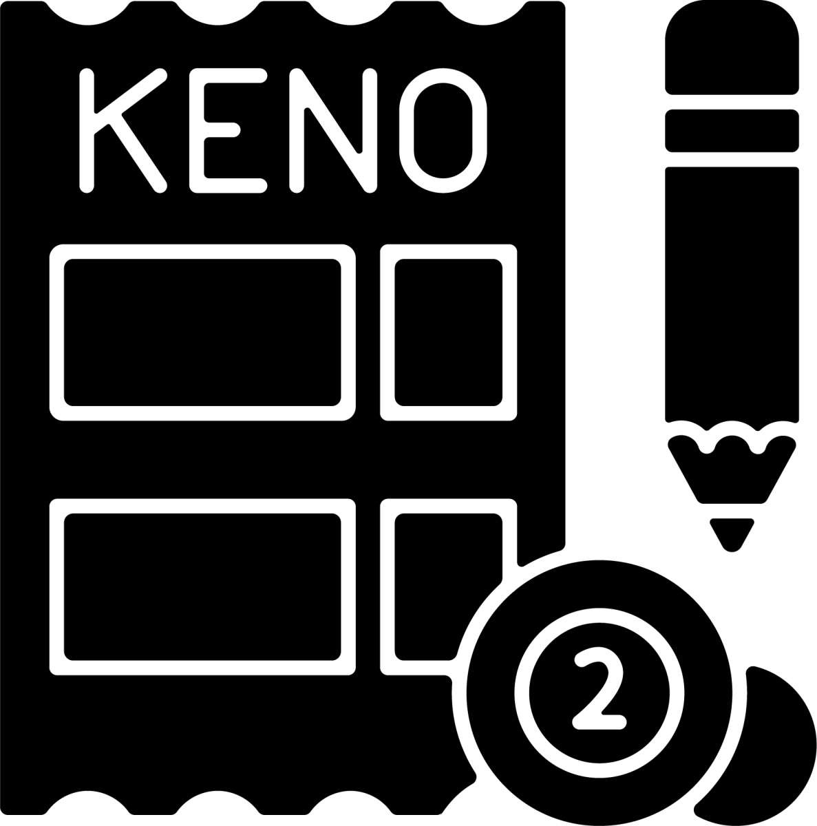 Lottery types black glyph icons set on white space
