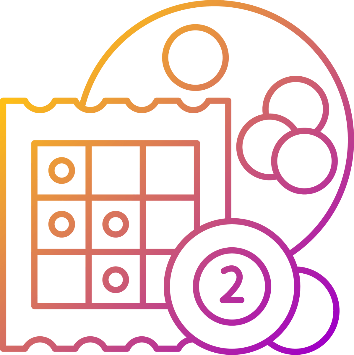 Lottery types gradient linear vector icons set