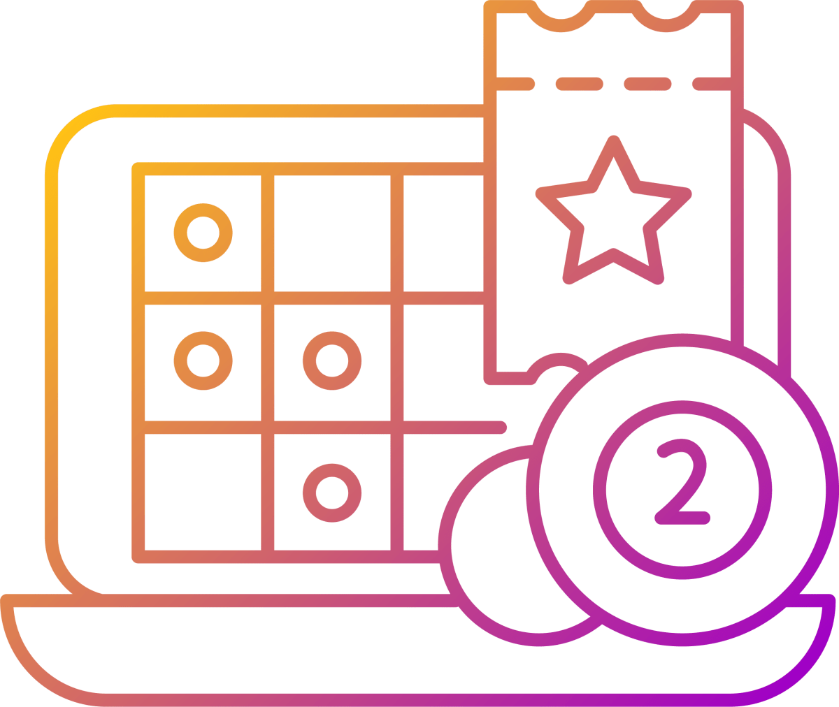 Lottery types gradient linear vector icons set