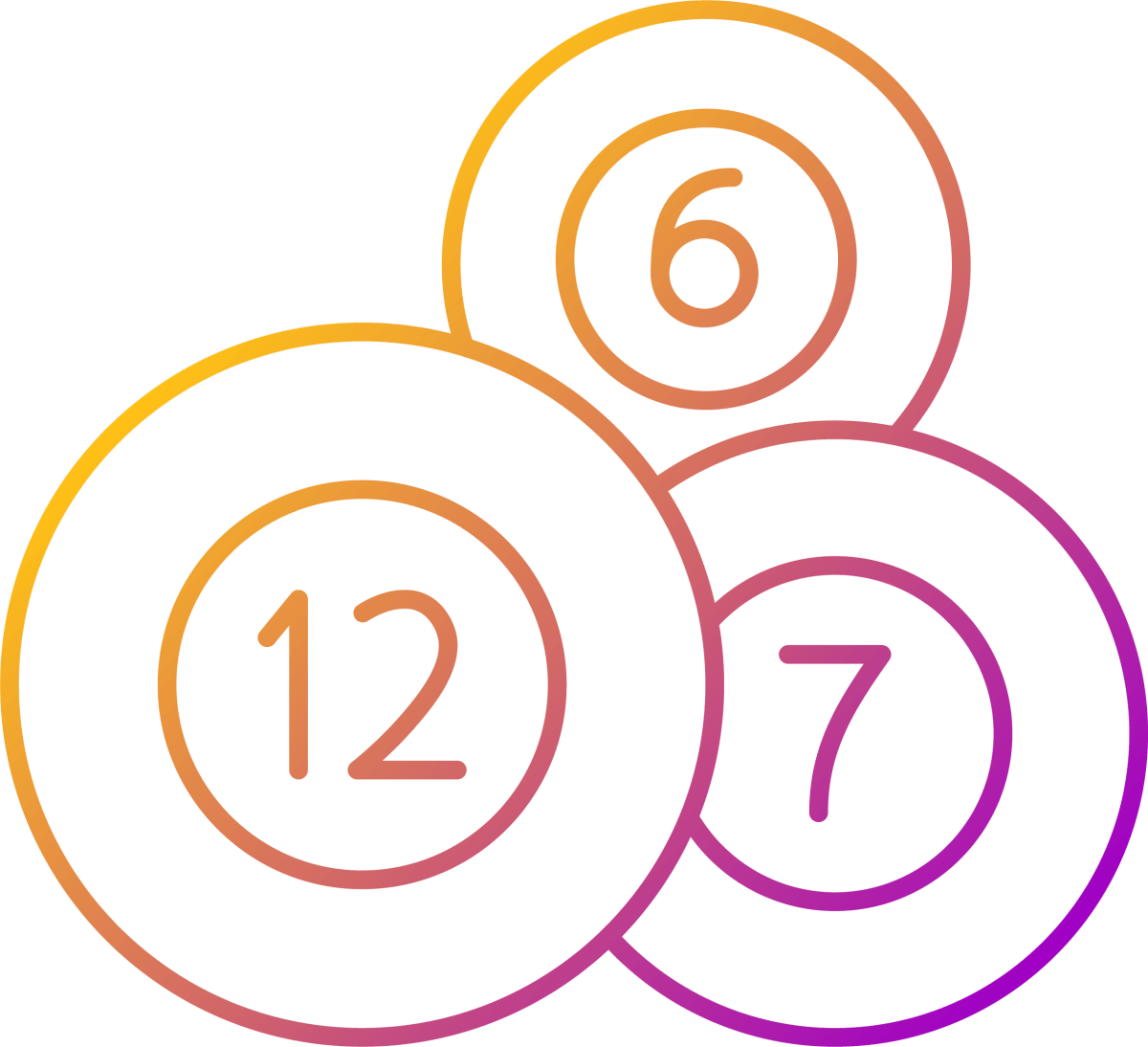 Lottery types gradient linear vector icons set