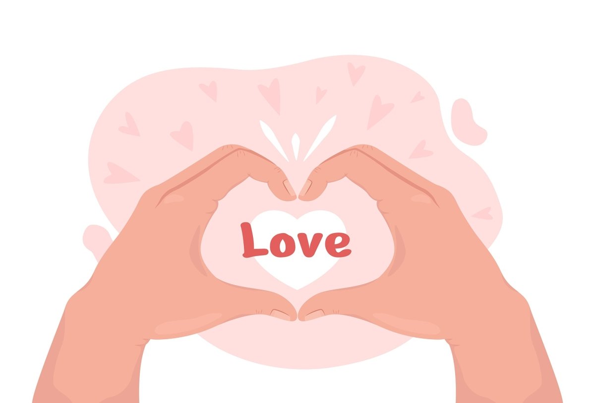 Love and support 2D vector isolated illustration set