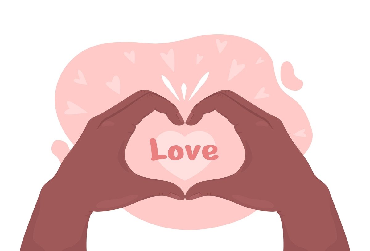 Love and support 2D vector isolated illustration set