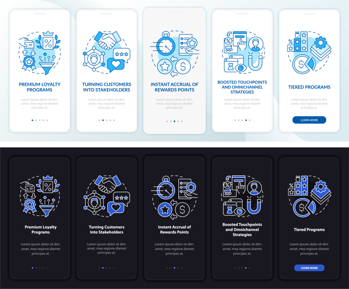 Loyalty Programs Trends App Page Screen set