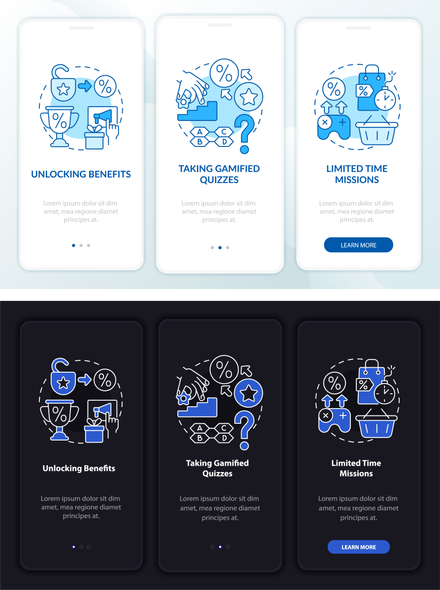 Loyalty Programs Trends App Page Screen set
