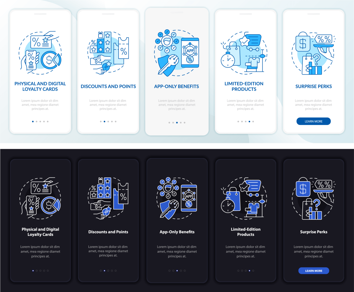 Loyalty Programs Trends App Page Screen set