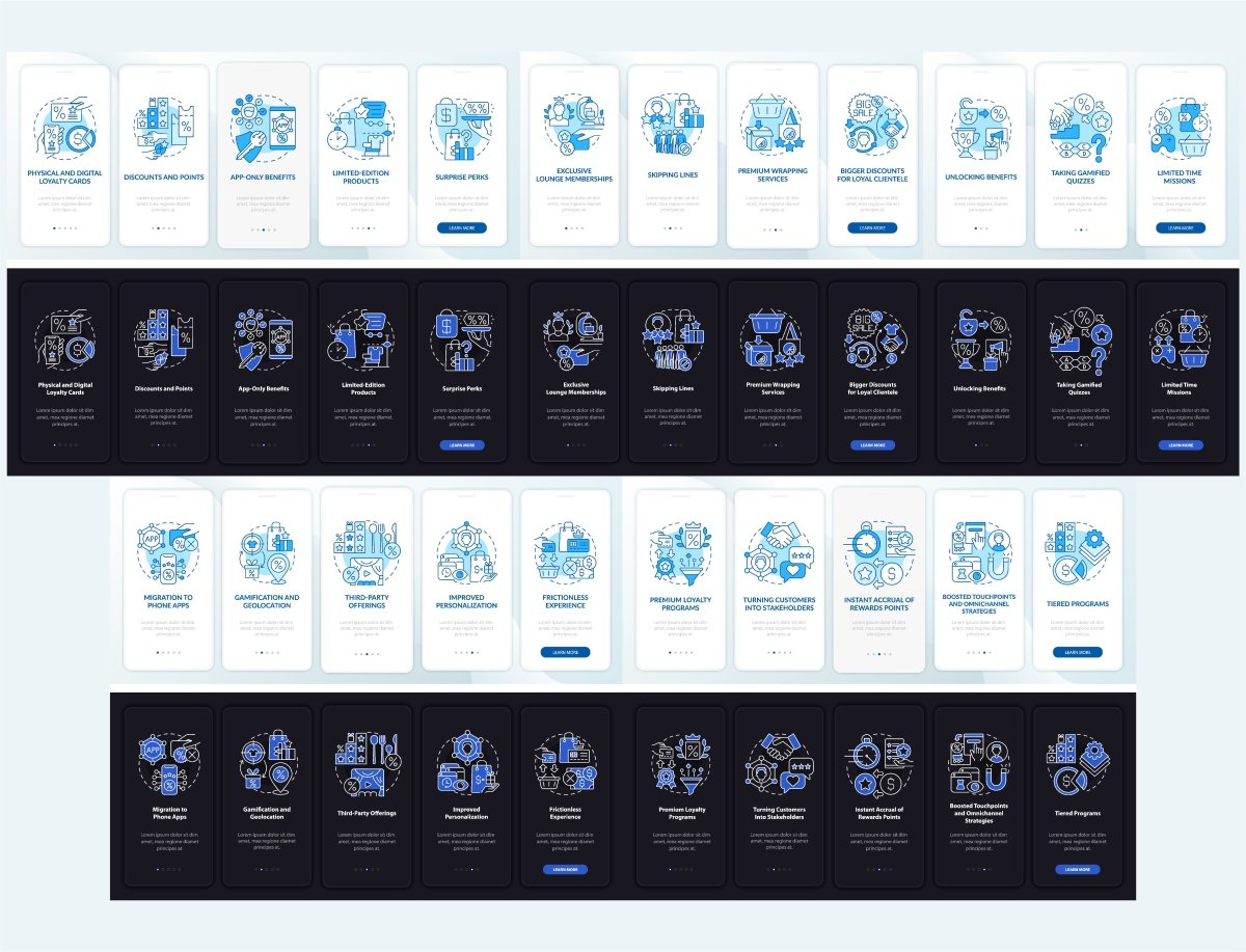 Loyalty Programs Trends App Page Screen set
