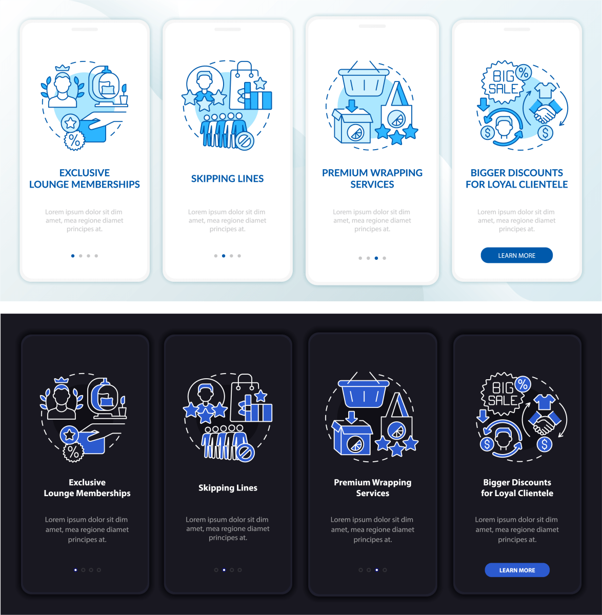 Loyalty Programs Trends App Page Screen set