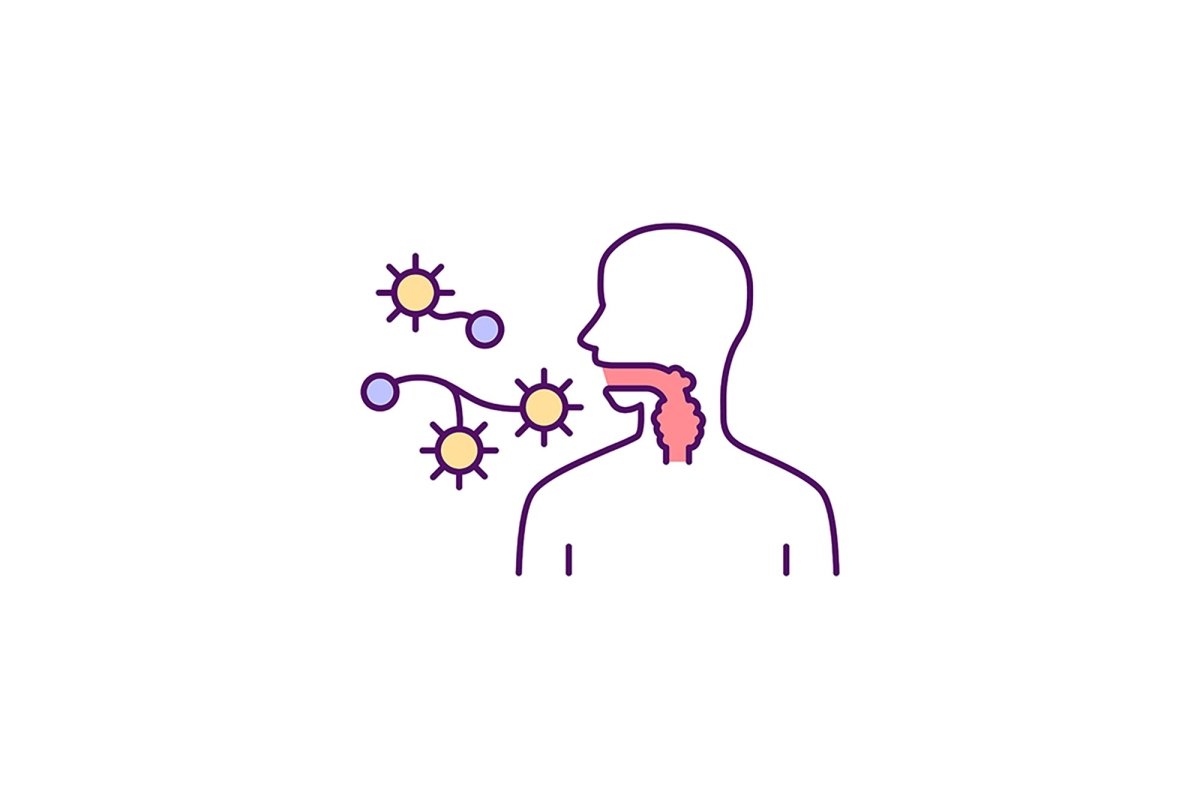 Lung infection symptoms RGB color icons set