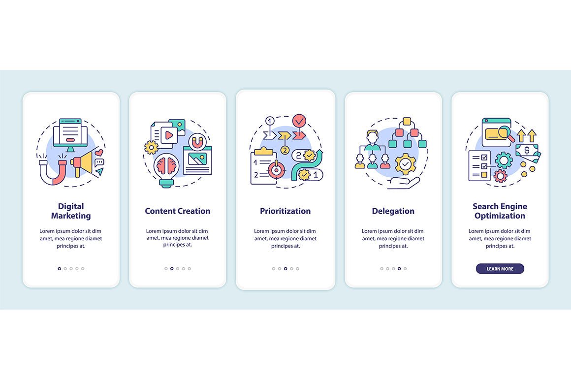 Making money online onboarding mobile app page screen bundle