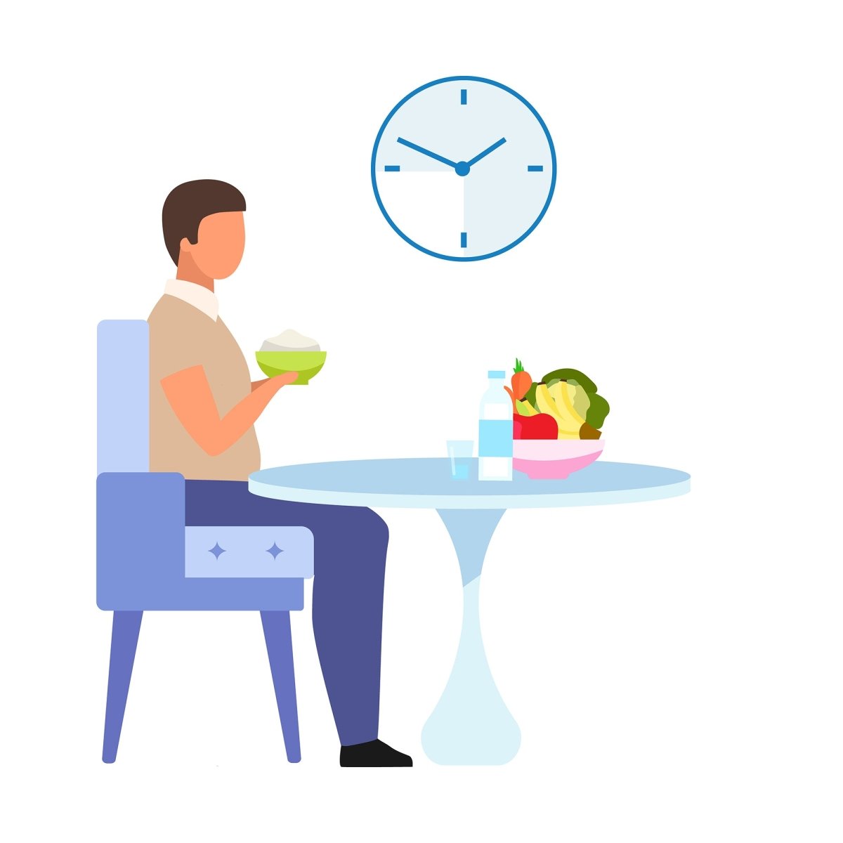 Male obesity problem flat vector illustrations set