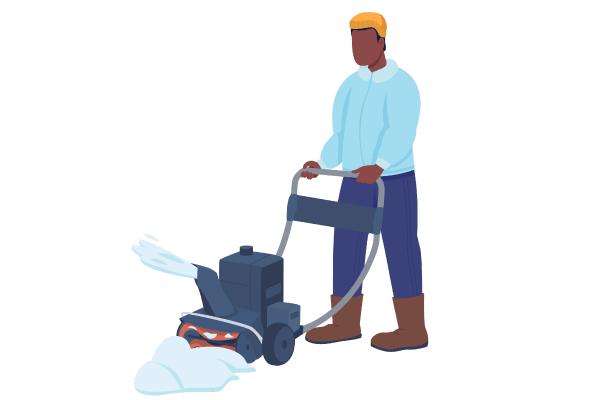 Man Cleaning Snow Characters Set