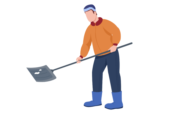 Man Cleaning Snow Characters Set