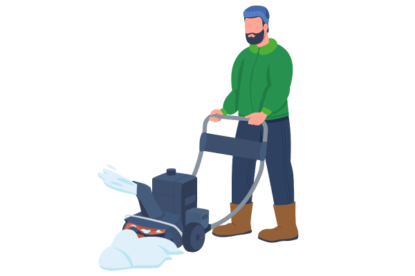 Man Cleaning Snow Characters Set