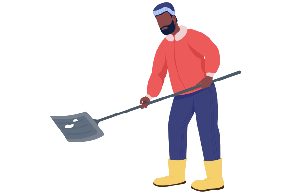 Man Cleaning Snow Characters Set