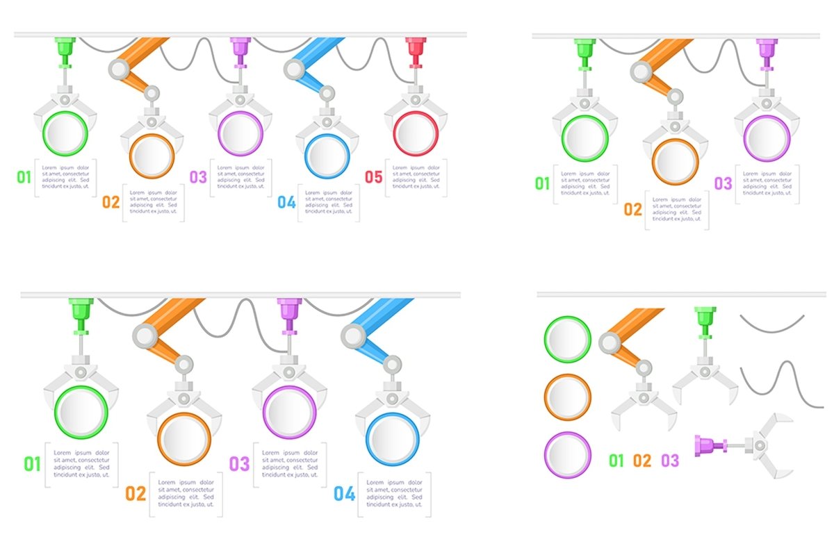 Manufacturing technology infographic chart design element set