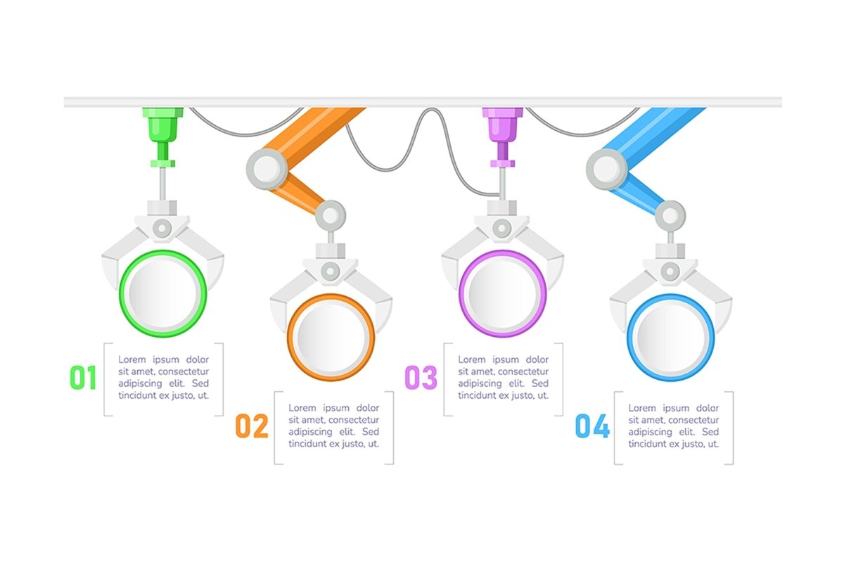 Manufacturing technology infographic chart design element set