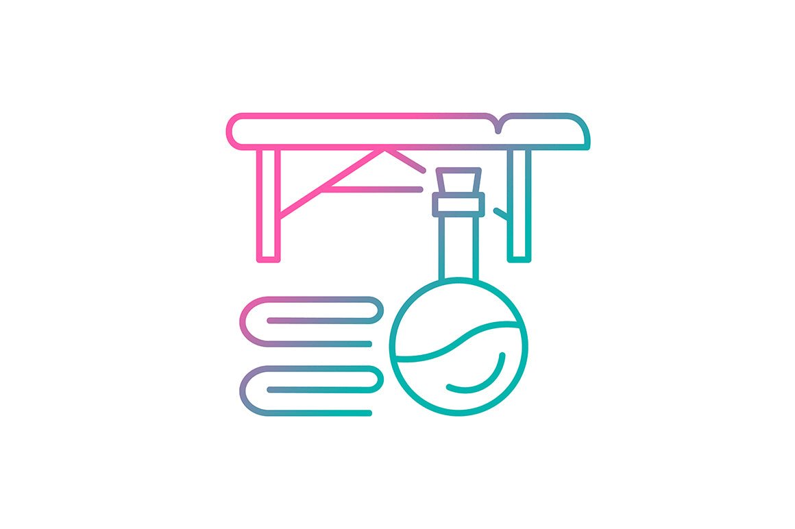 Massage tools and equipment gradient icons set for dark and light mode