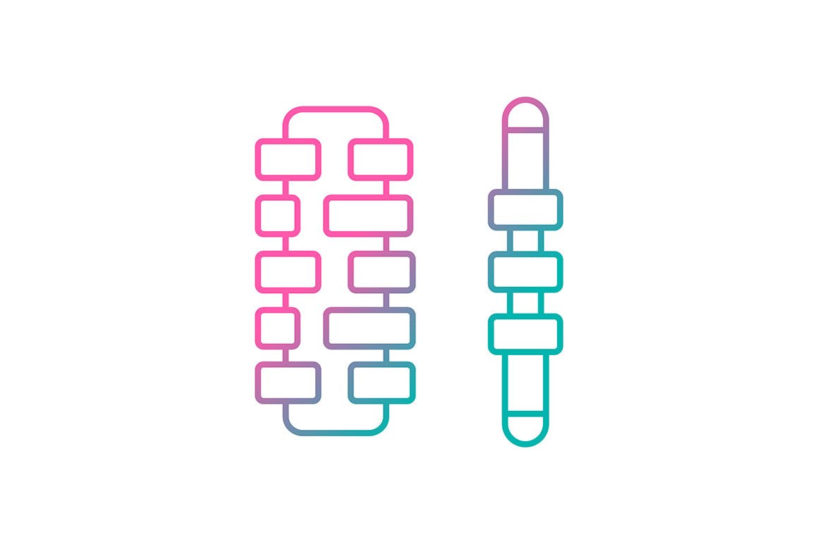 Massage tools and equipment gradient icons set for dark and light mode