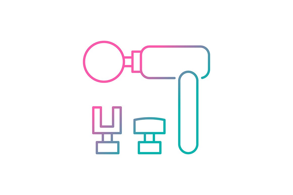 Massage tools and equipment gradient icons set for dark and light mode