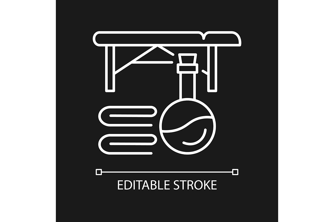 Massage tools and equipment linear icons set for dark and light mode